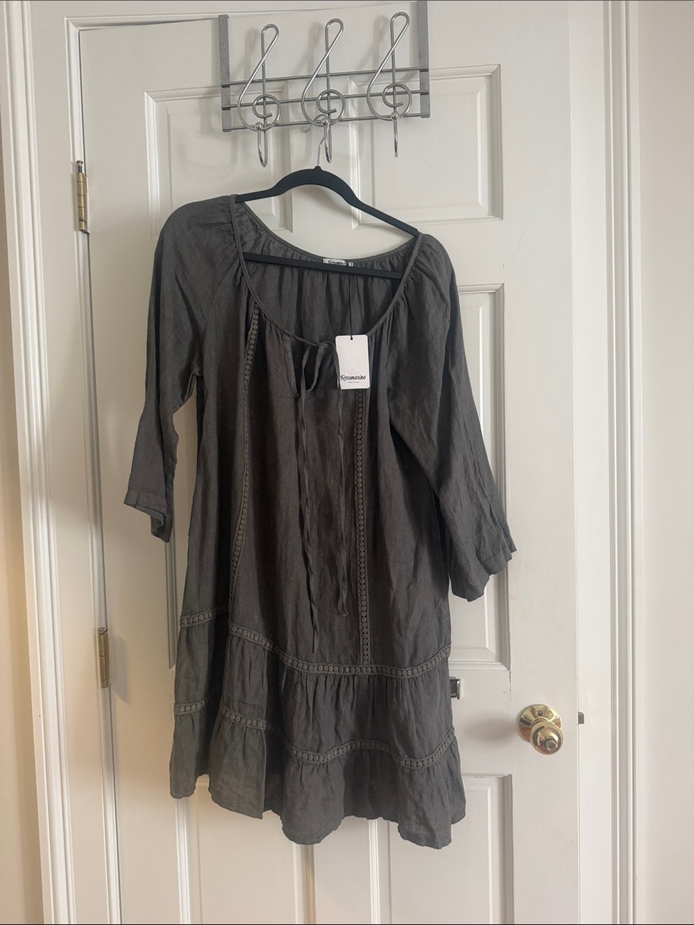 Relaxed Tiered Mini Dress - Charcoal Gray